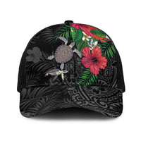 Hawaiian Tropical Plants and Turtles Baseball Net Cap Polynesian Art Motifs