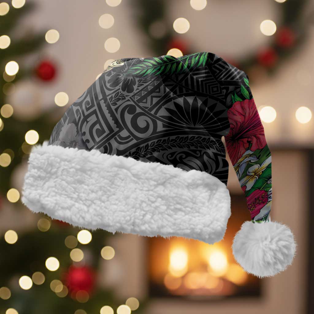 Hawaiian Tropical Plants and Turtles Christmas Santa Hat Polynesian Art Motifs
