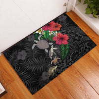 Hawaiian Tropical Plants and Turtles Rubber Doormat Polynesian Art Motifs