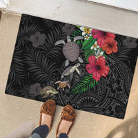 Hawaiian Tropical Plants and Turtles Rubber Doormat Polynesian Art Motifs