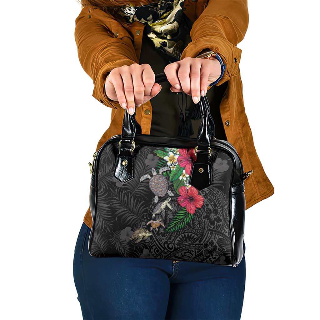 Hawaiian Tropical Plants and Turtles Shoulder Handbag Polynesian Art Motifs