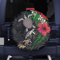 Hawaiian Tropical Plants and Turtles Spare Tire Cover Polynesian Art Motifs