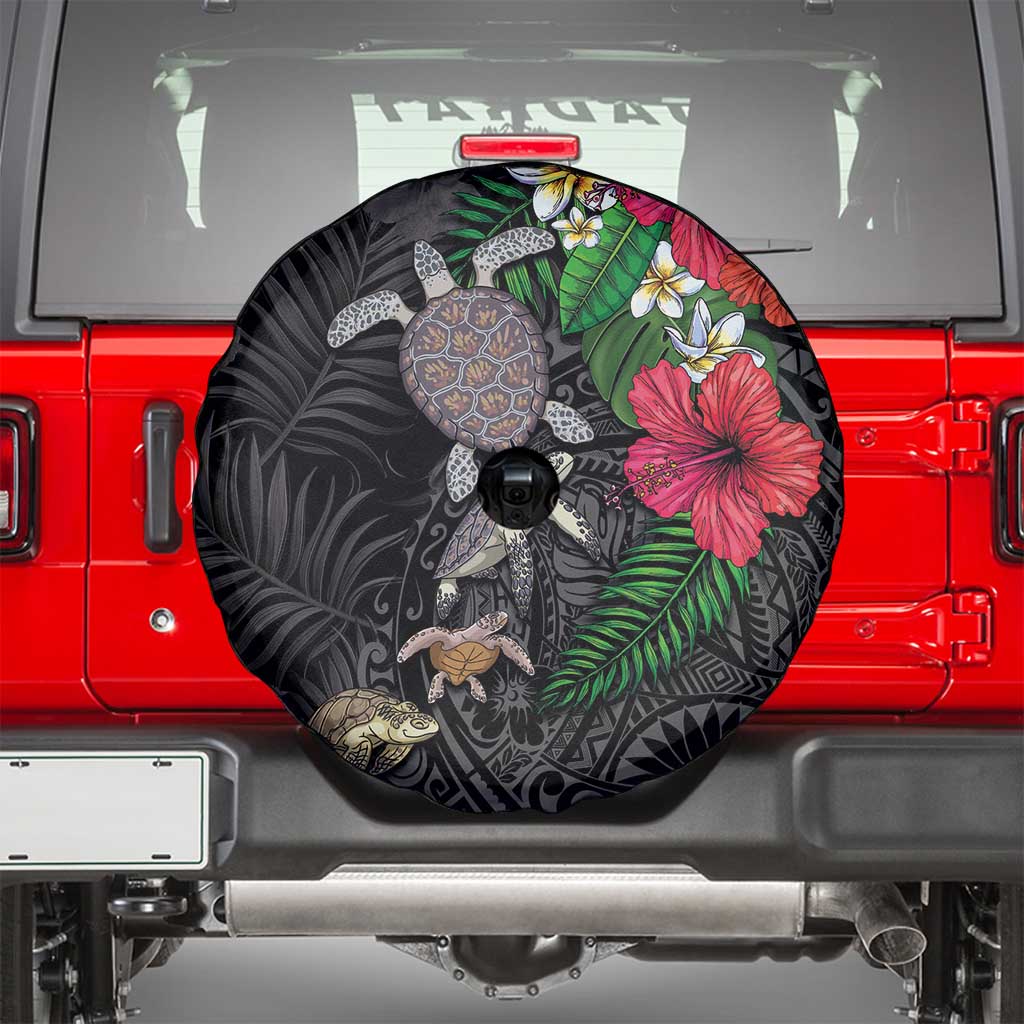 Hawaiian Tropical Plants and Turtles Spare Tire Cover Polynesian Art Motifs