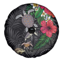 Hawaiian Tropical Plants and Turtles Spare Tire Cover Polynesian Art Motifs