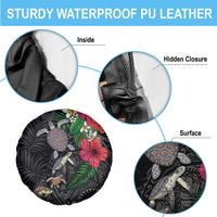 Hawaiian Tropical Plants and Turtles Spare Tire Cover Polynesian Art Motifs