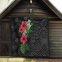 Hawaiian Tropical Plants Quilt Kakau Tattoo and Polynesian Pattern Half Black Color