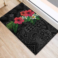 Hawaiian Tropical Plants Rubber Doormat Kakau Tattoo and Polynesian Pattern Half Black Color LT03 - Polynesian Pride