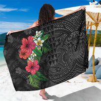 Hawaiian Tropical Plants Sarong Kakau Tattoo and Polynesian Pattern Half Black Color