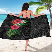 Hawaiian Tropical Plants Sarong Kakau Tattoo and Polynesian Pattern Half Black Color