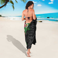 Hawaiian Tropical Plants Sarong Kakau Tattoo and Polynesian Pattern Half Black Color