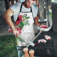 Hawaiian Tropical Plants Apron Kakau Tattoo and Polynesian Pattern Half White Color LT03 - Polynesian Pride