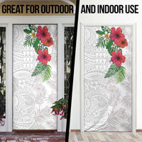 Hawaiian Tropical Plants Door Cover Kakau Tattoo and Polynesian Pattern Half White Color
