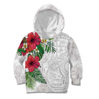 Hawaiian Tropical Plants Kid Hoodie Kakau Tattoo and Polynesian Pattern Half White Color LT03 Hoodie White - Polynesian Pride