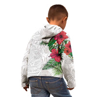 Hawaiian Tropical Plants Kid Hoodie Kakau Tattoo and Polynesian Pattern Half White Color LT03 - Polynesian Pride