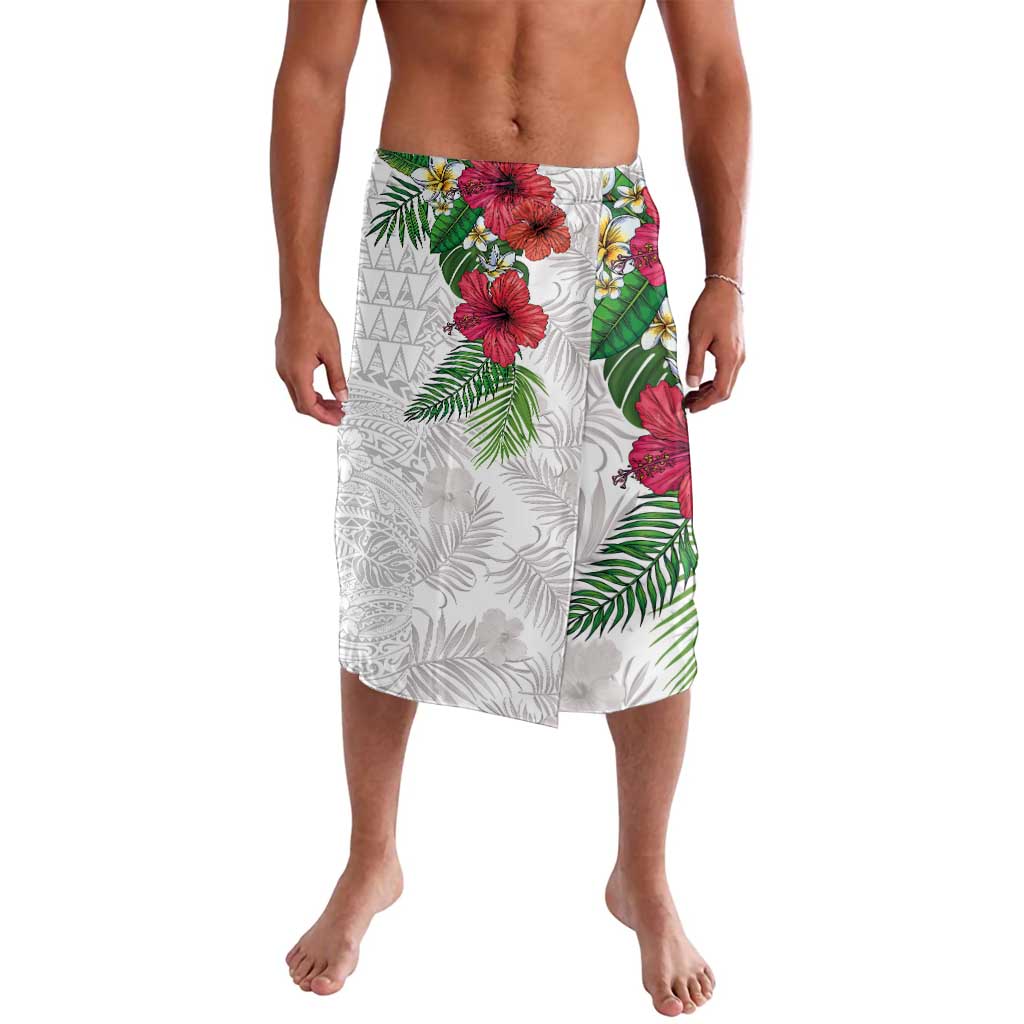 Hawaiian Tropical Plants Lavalava Kakau Tattoo and Polynesian Pattern Half White Color