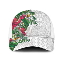 Hawaiian Tropical Plants Mesh Trucker Cap Kakau Tattoo and Polynesian Pattern Half Black White