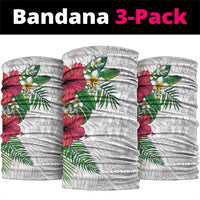 Hawaiian Tropical Plants Neck Gaiter Kakau Tattoo and Polynesian Pattern Half White Color