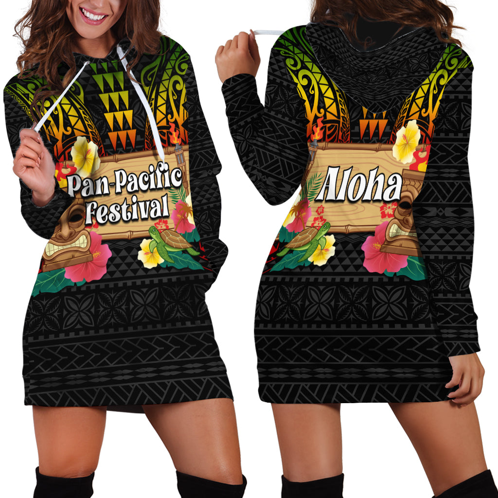 Hawaii Pan-Pacific Festival Hoodie Dress Hawaiian Elements and Polynesian Tattoo