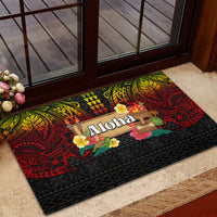 Hawaiian Elements and Polynesian Tattoo Rubber Doormat