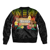 Hawaii Pan-Pacific Festival Sleeve Zip Bomber Jacket Hawaiian Elements and Polynesian Tattoo