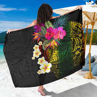 Hawaii Plumeria Sarong Polynesian Tattoo and Hibiscus LT03 One Size 44 x 66 inches Black - Polynesian Pride