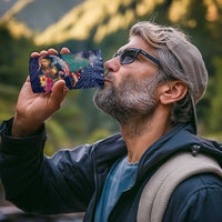 New Zealand Tuatara Christmas 4 in 1 Can Cooler Tumbler Silver Fern and Xmas Pohutukawa Tree Blue Color