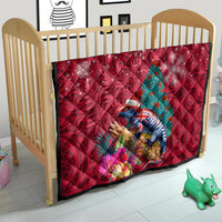 New Zealand Tuatara Christmas Quilt Silver Fern and Xmas Pohutukawa Tree Red Color