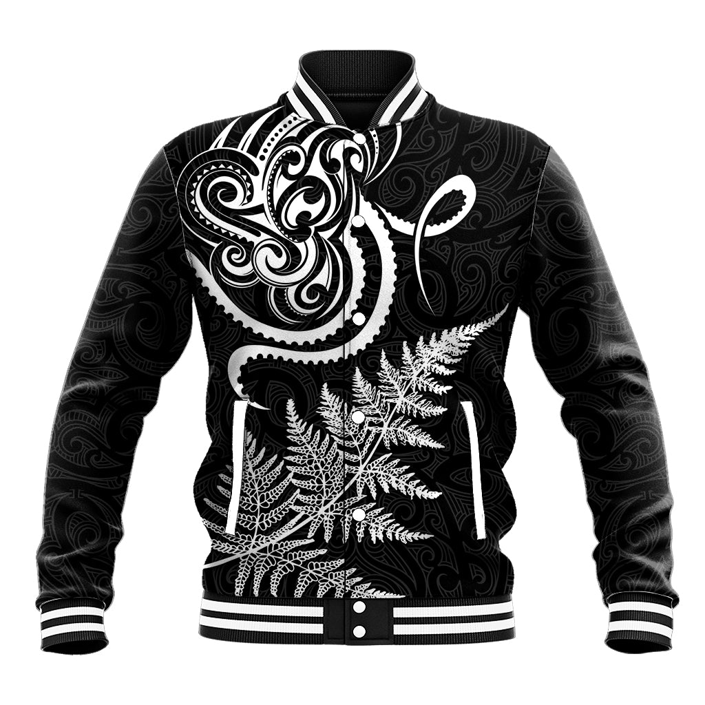 New Zealand Octopus Tattoo and Fern Baseball Jacket Maori Pattern