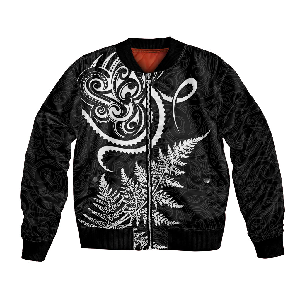 New Zealand Octopus Tattoo and Fern Bomber Jacket Maori Pattern