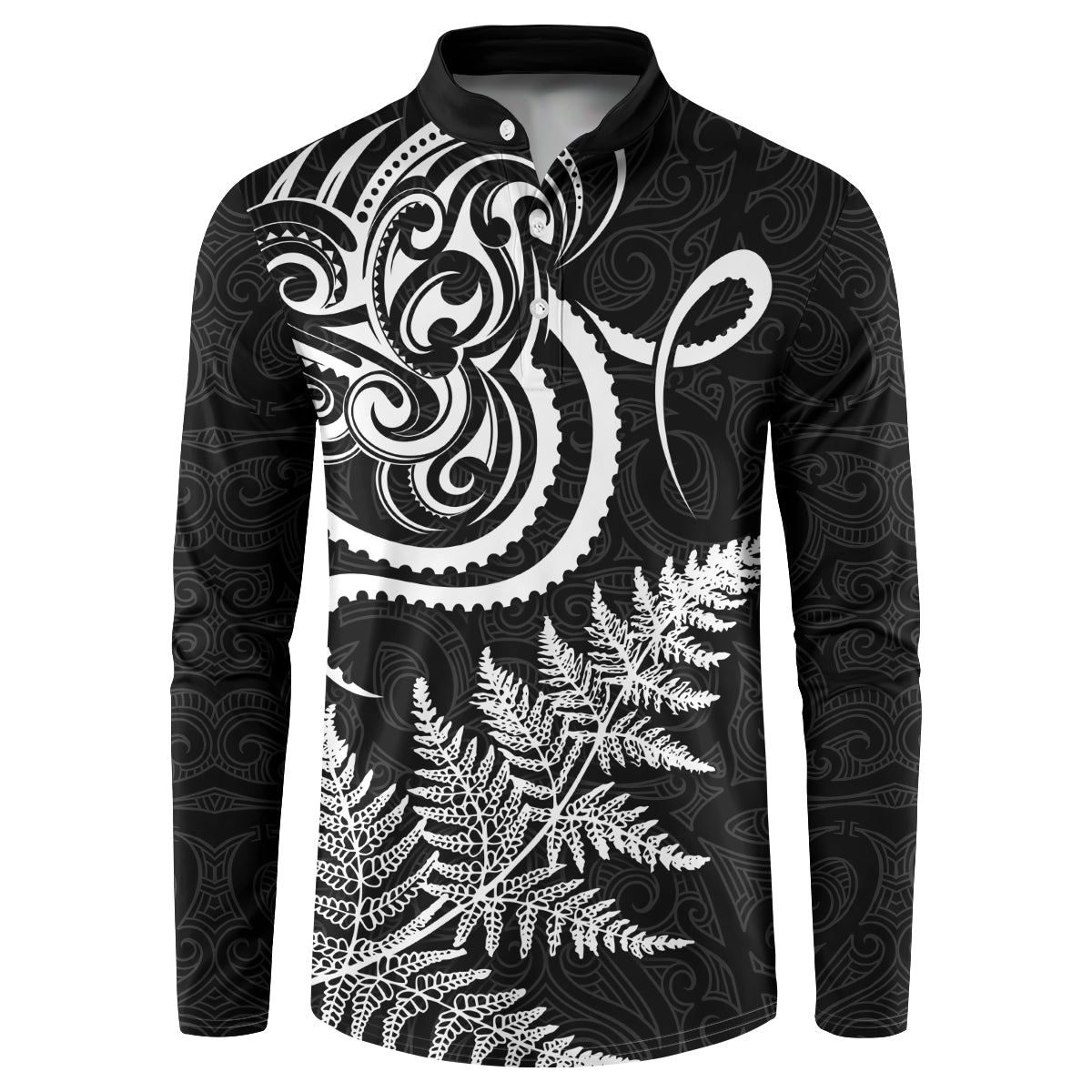 New Zealand Octopus Tattoo and Fern Button Sweatshirt Maori Pattern