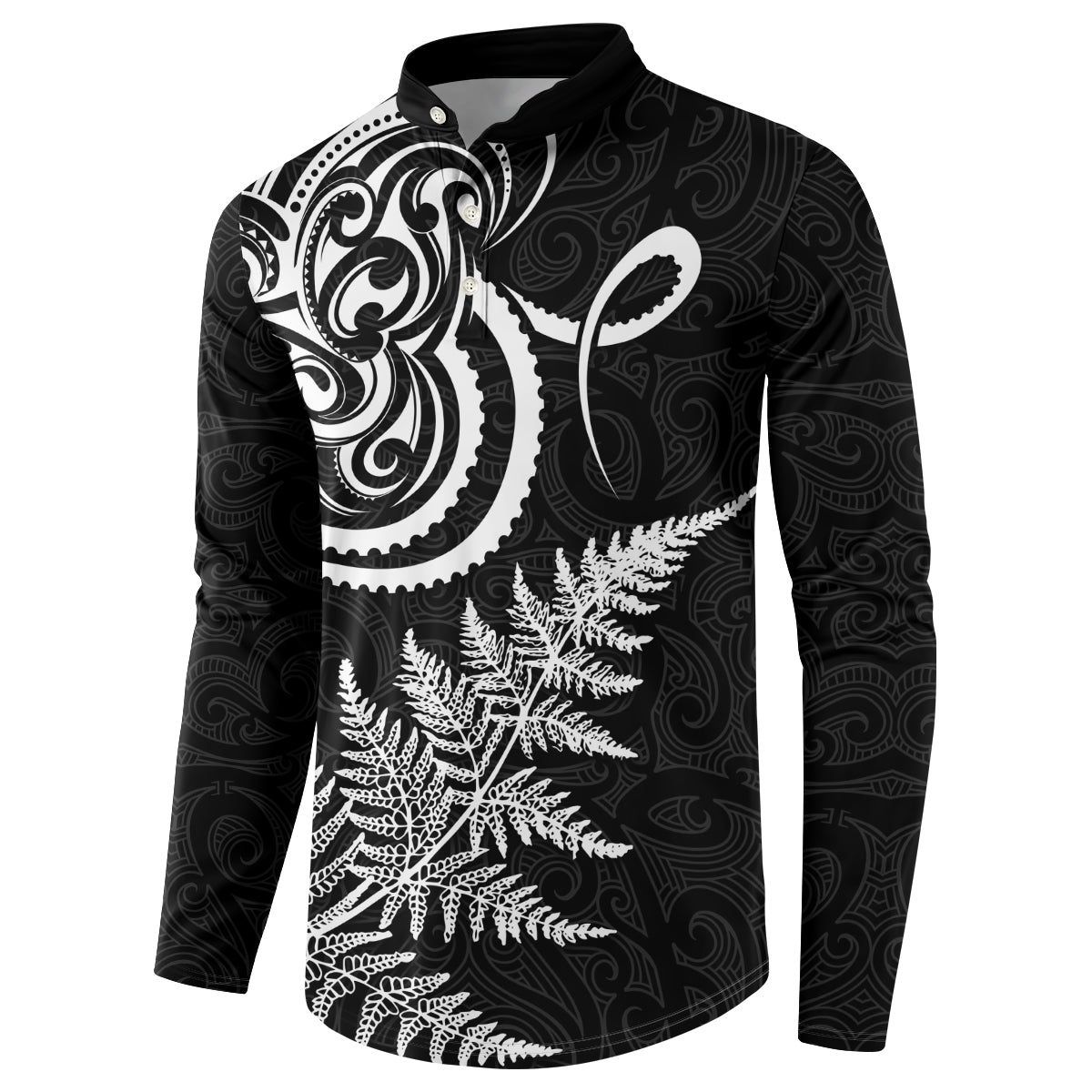 New Zealand Octopus Tattoo and Fern Button Sweatshirt Maori Pattern