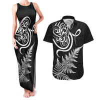 New Zealand Octopus Tattoo and Fern Couples Matching Tank Maxi Dress and Hawaiian Shirt Maori Pattern