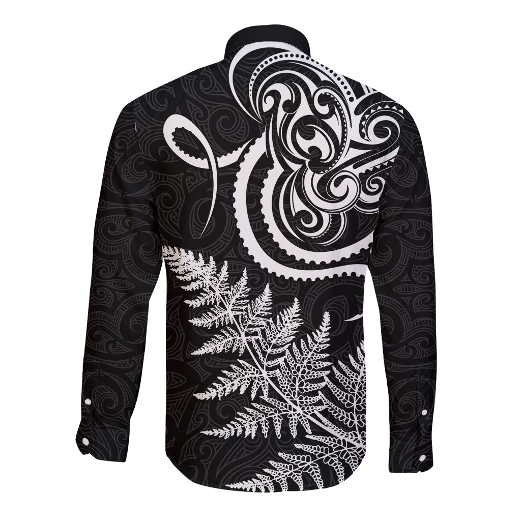 New Zealand Octopus Tattoo and Fern Long Sleeve Button Shirt Maori Pattern LT03 - Polynesian Pride