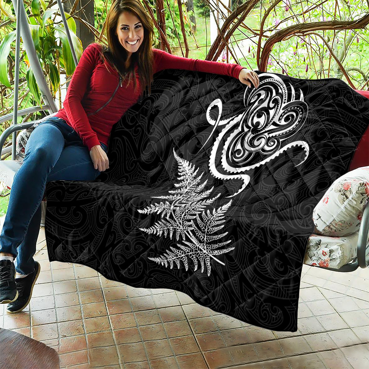 New Zealand Octopus Tattoo and Fern Quilt Maori Pattern LT03 - Polynesian Pride