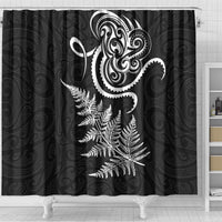 New Zealand Octopus Tattoo and Fern Shower Curtain Maori Pattern