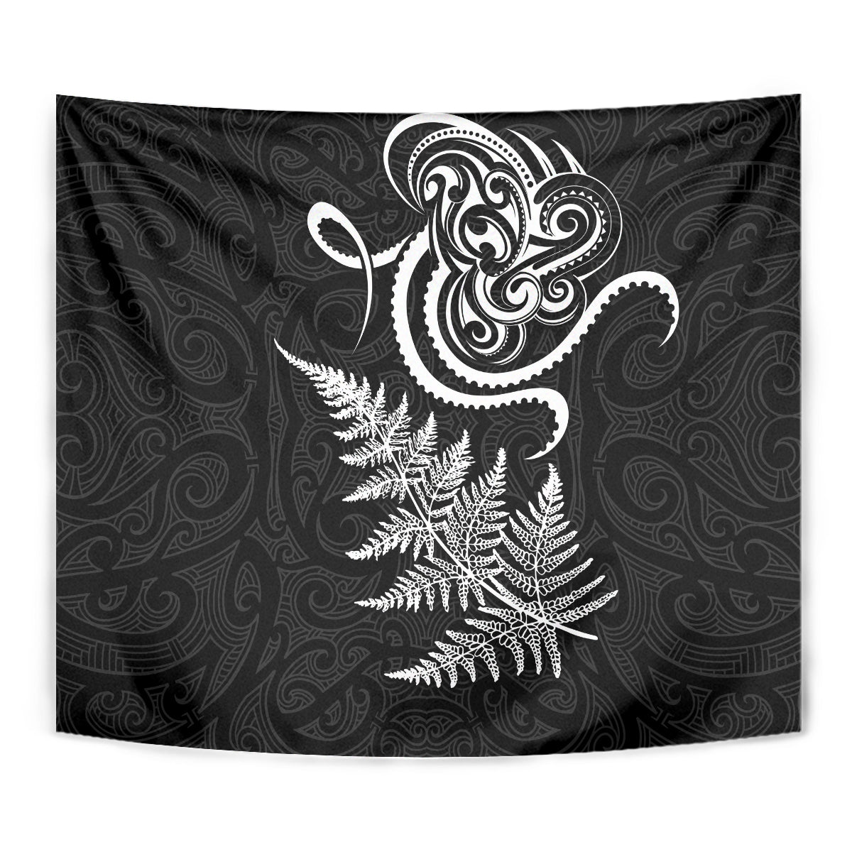 New Zealand Octopus Tattoo and Fern Tapestry Maori Pattern LT03 - Polynesian Pride