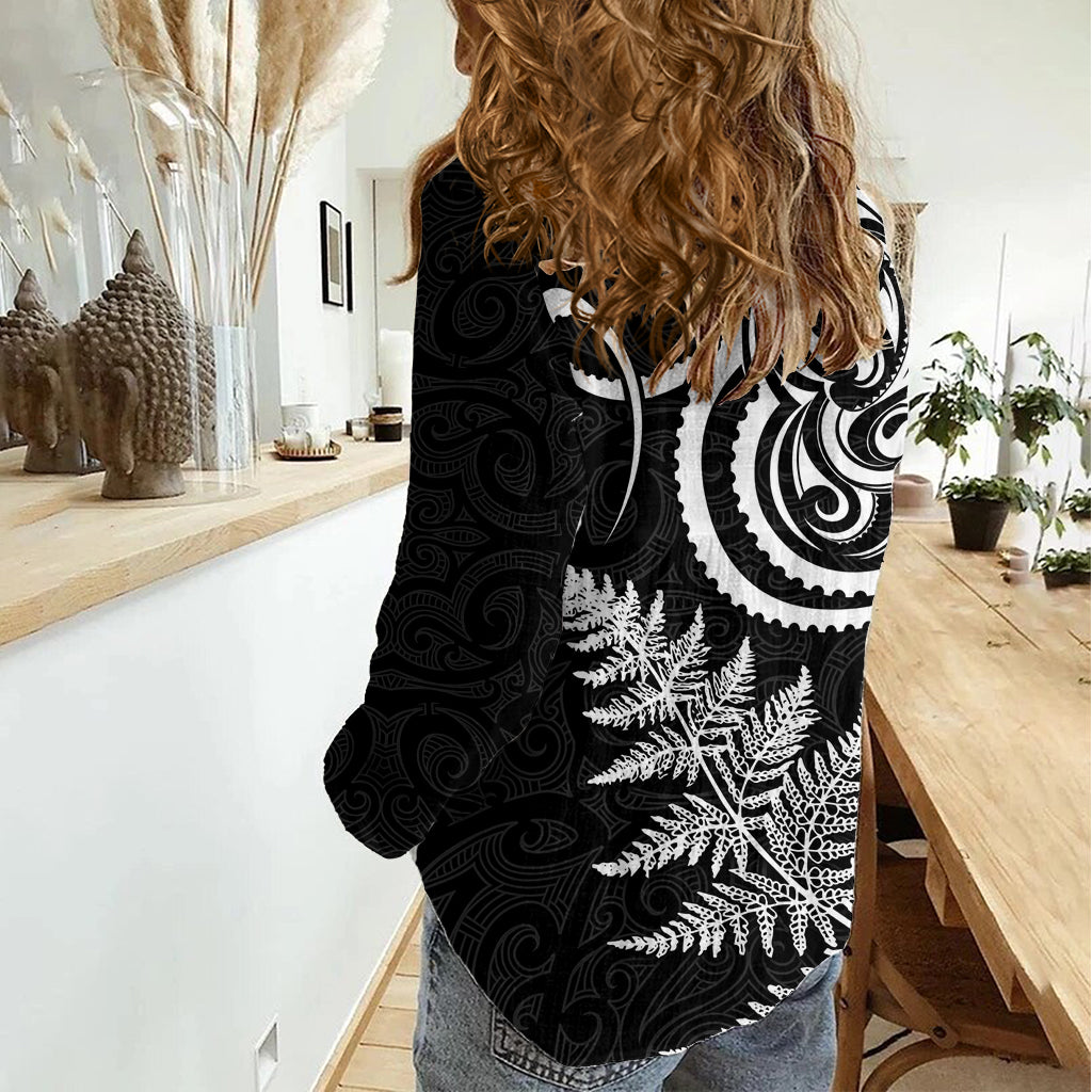 New Zealand Octopus Tattoo and Fern Women Casual Shirt Maori Pattern