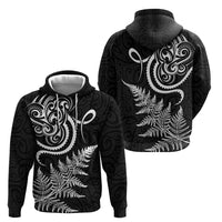New Zealand Octopus Tattoo and Fern Zip Hoodie Maori Pattern