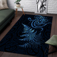 New Zealand Octopus Tattoo and Fern Area Rug Maori Pattern Matariki Style LT03 Blue - Polynesian Pride