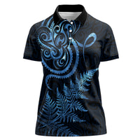 New Zealand Octopus Tattoo and Fern Women Polo Shirt Maori Pattern Matariki Style