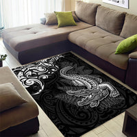New Zealand Crocodile Tattoo and Fern Area Rug Maori Pattern LT03 - Polynesian Pride