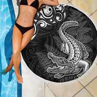 New Zealand Crocodile Tattoo and Fern Beach Blanket Maori Pattern