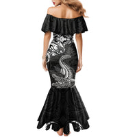 New Zealand Crocodile Tattoo and Fern Family Matching Mermaid Dress and Hawaiian Shirt Maori Pattern