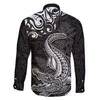 New Zealand Crocodile Tattoo and Fern Family Matching Tank Maxi Dress and Hawaiian Shirt Maori Pattern