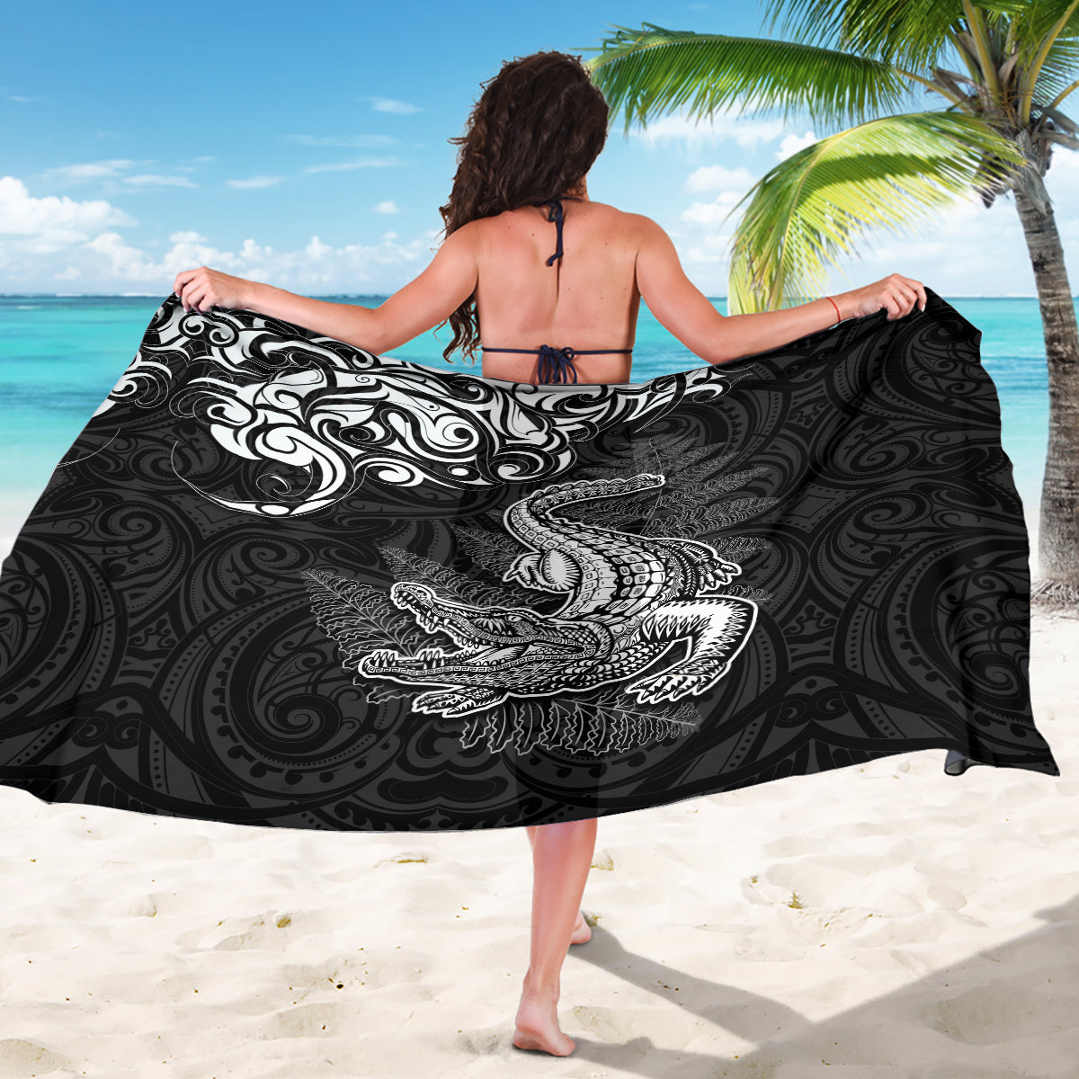 New Zealand Crocodile Tattoo and Fern Sarong Maori Pattern LT03 - Polynesian Pride