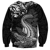 New Zealand Crocodile Tattoo and Fern Sweatshirt Maori Pattern LT03 - Polynesian Pride