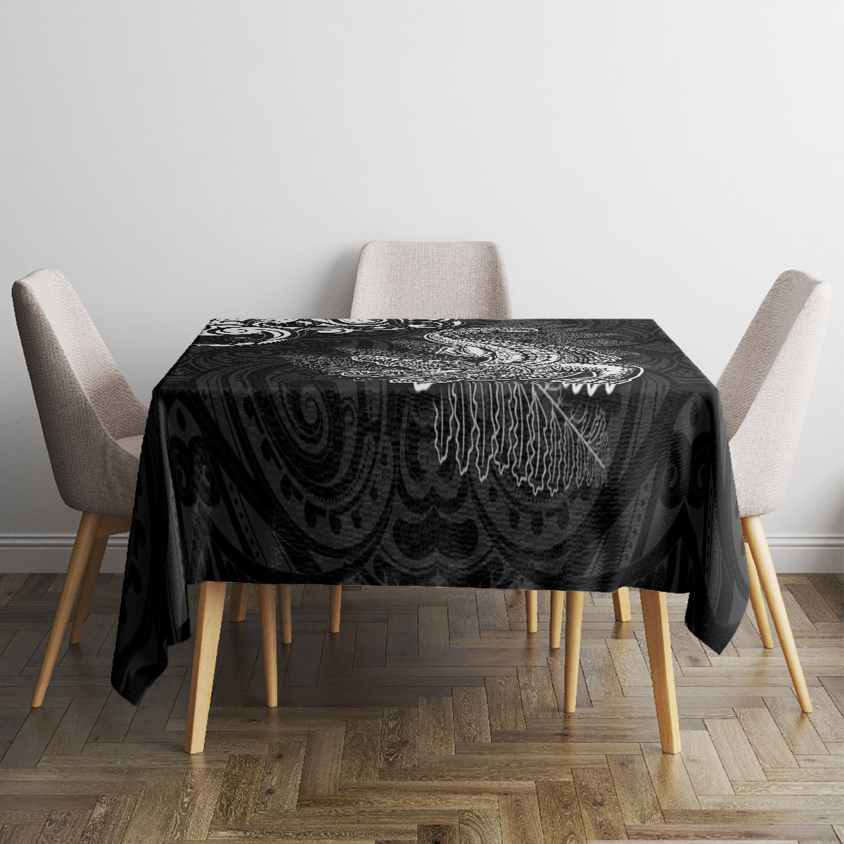 New Zealand Crocodile Tattoo and Fern Tablecloth Maori Pattern LT03 - Polynesian Pride