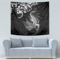 New Zealand Crocodile Tattoo and Fern Tapestry Maori Pattern LT03 - Polynesian Pride