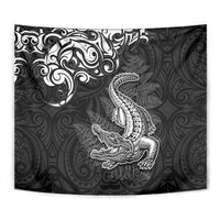 New Zealand Crocodile Tattoo and Fern Tapestry Maori Pattern LT03 - Polynesian Pride