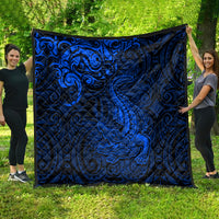 New Zealand Crocodile Tattoo and Fern Quilt Maori Pattern Blue Color LT03 - Polynesian Pride